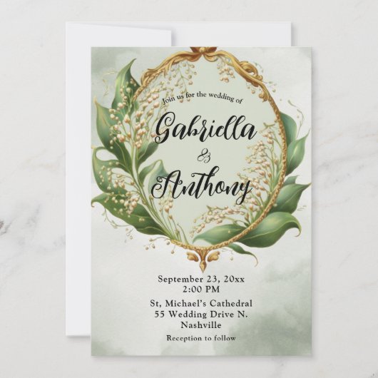 Blumenkraut Hochzeiten Lilien des Tals Einladung (Vorderseite)