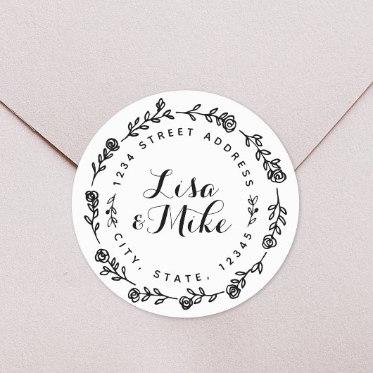 Blumenkraut Hochzeitsfeier Rücksendeadresse Runder Aufkleber