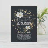 Blumenkraut Hochzeitssalon Bubbly Brautparty Einladung (Stehend Vorderseite)