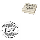 Blumenkraut-Monogramm Save the Date Gummistempel (Stempel)