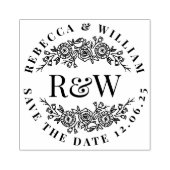 Blumenkraut-Monogramm Save the Date Gummistempel (Prägung)