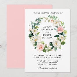 Blumenkraut Pink White Wedding P Einladung