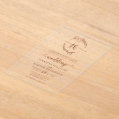 Blumenkraut Terracotta Monogram Foto Wedding Acryleinladungen (Ablage )