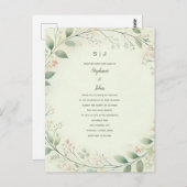 Blumenkraut Wappen Monogram Sage Green Wedding Postkarte (Vorne/Hinten)