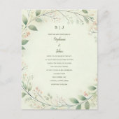 Blumenkraut Wappen Monogram Sage Green Wedding Postkarte (Vorderseite)
