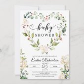 Blumenkraut, weißes Rosenbaby Einladung (Vorderseite)