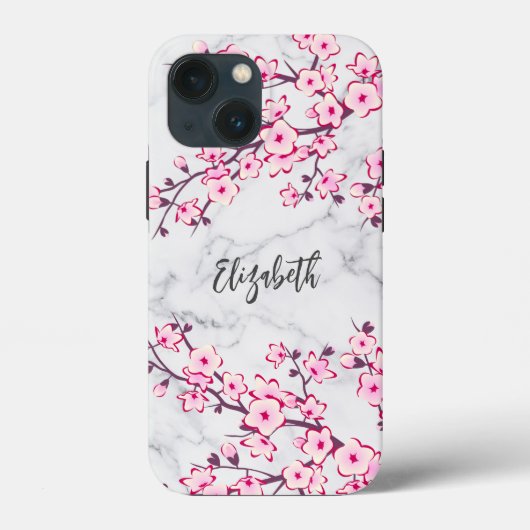 Blumenkrebs Blossom Leichtes graues Marmormonogram Case-Mate iPhone Hülle (Rückseite)