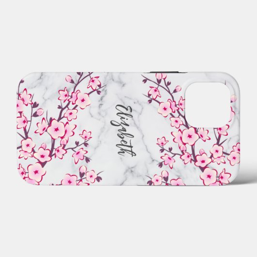 Blumenkrebs Blossom Leichtes graues Marmormonogram Case-Mate iPhone Hülle (Rückseite (Horizontal))