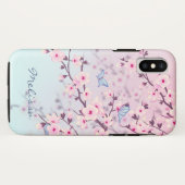 Blumenkrebs Blossom Pink Blue Monogram Case-Mate iPhone Hülle (Rückseite (Horizontal))
