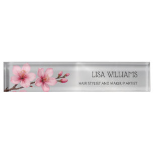 Blumenkrebs Blossom Rosa graues Haar und Schminke Namensplakette