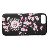Blumenkrebs Blossom Rosa Schwarze Monogramm Case-Mate iPhone Hülle (Rückseite (Horizontal))