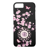 Blumenkrebs Blossom Rosa Schwarze Monogramm Case-Mate iPhone Hülle (Rückseite)