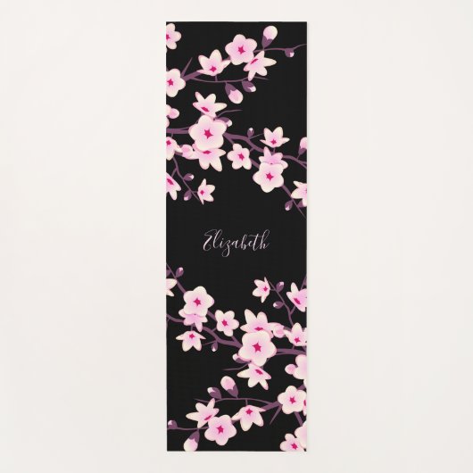 Blumenkrebs Blossom Rosa Schwarze Monogramm Yogamatte (Vorderseite)