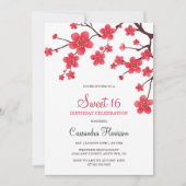 Blumenkrebs Blossom Sakura 16. Geburtstag Einladung (Vorderseite)