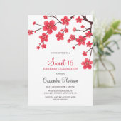 Blumenkrebs Blossom Sakura 16. Geburtstag Einladung (Stehend Vorderseite)