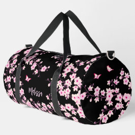 Blumenkrebs Blossom Schwarz-Pink-Monogramm Duffle Bag