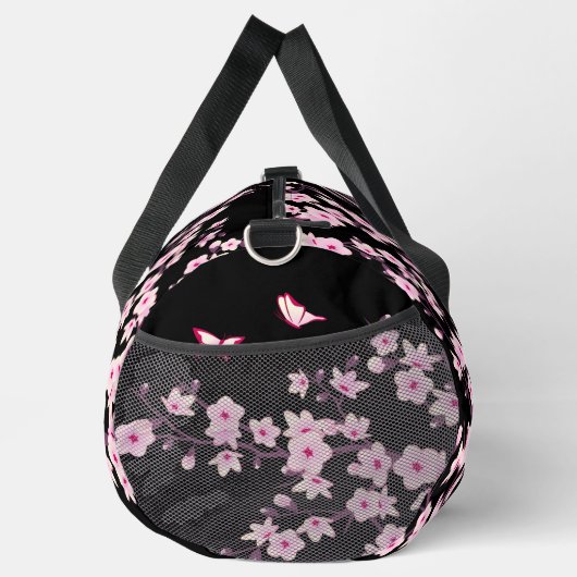 Blumenkrebs Blossom Schwarz-Pink-Monogramm Duffle Bag (Rechts)