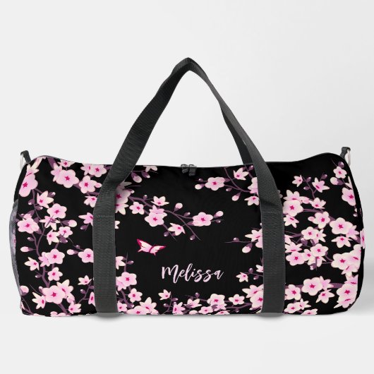Blumenkrebs Blossom Schwarz-Pink-Monogramm Duffle Bag (Rückseite)
