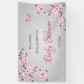 Blumenkrebs Blüten Rosa Graue Babydusche Banner (Vertikal)
