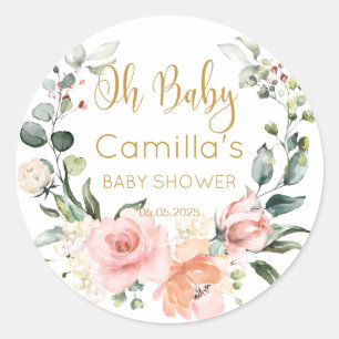 Blumenkreide Baby Shower Classic Round Sticker