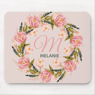 Blumenkreide in der Frühlingswasserfarbe Monogramm Mousepad