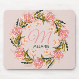 Blumenkreide in der Frühlingswasserfarbe Monogramm Mousepad