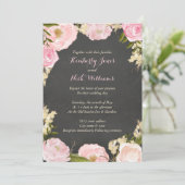 Blumenkreide Rose Wreath Chalkboard Einladung (Stehend Vorderseite)