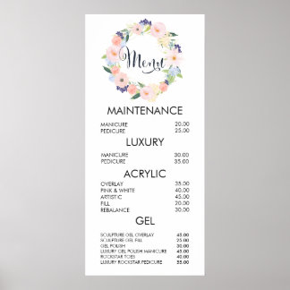 Blumenkreide Salon Menü Preisliste Wall Poster