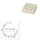 Blumenkreide und Bow Kranz - individuelle Paarname Gummistempel (Stempel)
