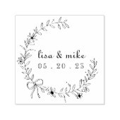 Blumenkreide und Bow Kranz - individuelle Paarname Permastempel (Design)