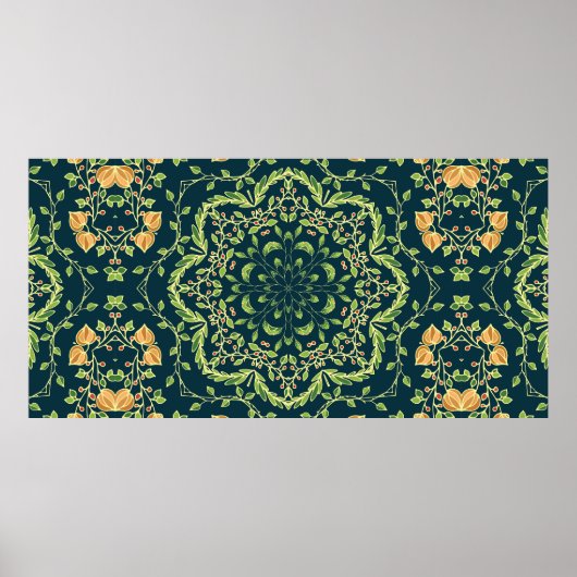 Blumenkreismuster mit Blume, Zweigen, Blätter Poster (Vorne)