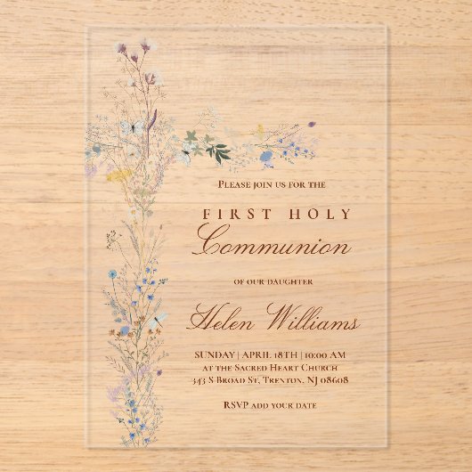 Blumenkreuz Acryleinladungen (Vorderseite)