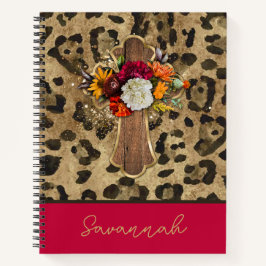 Blumenkreuz auf Leopard Notizblock