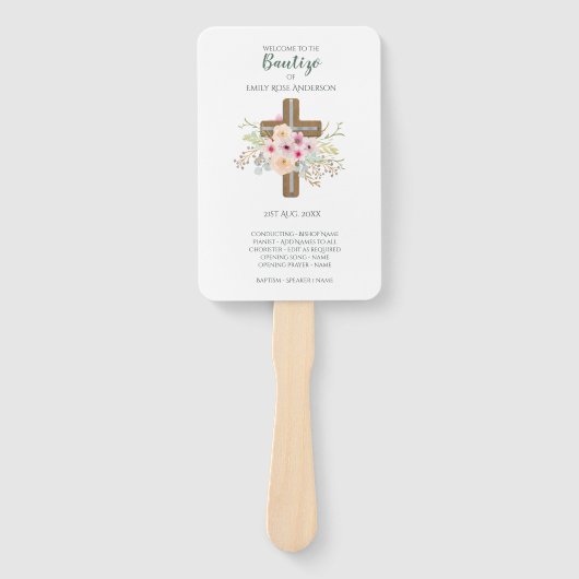 Blumenkreuz BAUTIZO Bautismo Taufprogramm Fächer (Vorderseite)