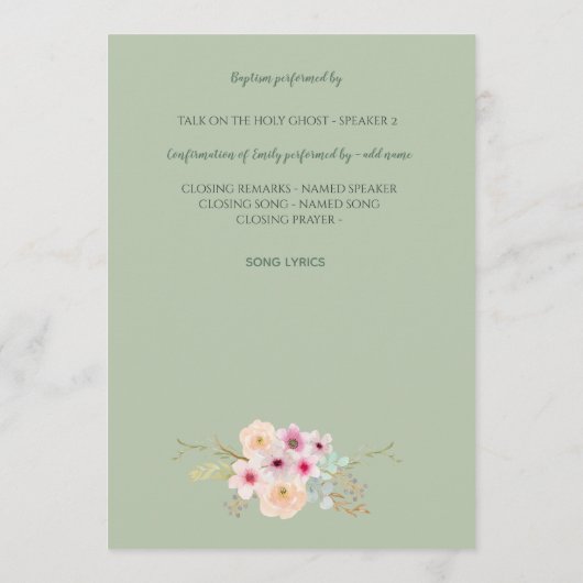 Blumenkreuz BAUTIZO Bautismo Taufprogramm Programm (Rückseite)