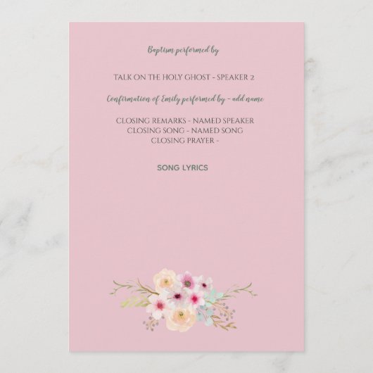 Blumenkreuz BAUTIZO Bautismo Taufprogramm Programm (Rückseite)