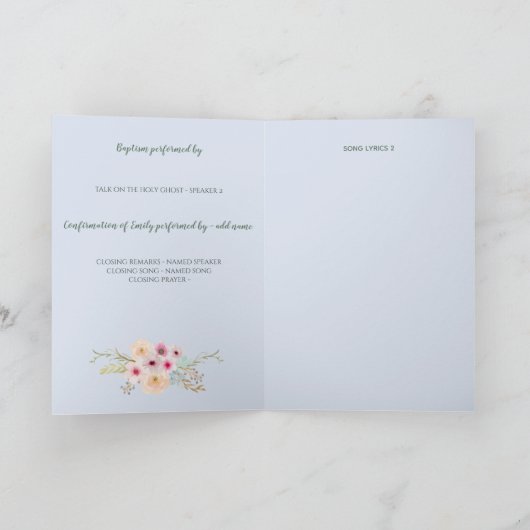 Blumenkreuz BAUTIZO Bautismo Taufprogramm Programm (Innenseite)