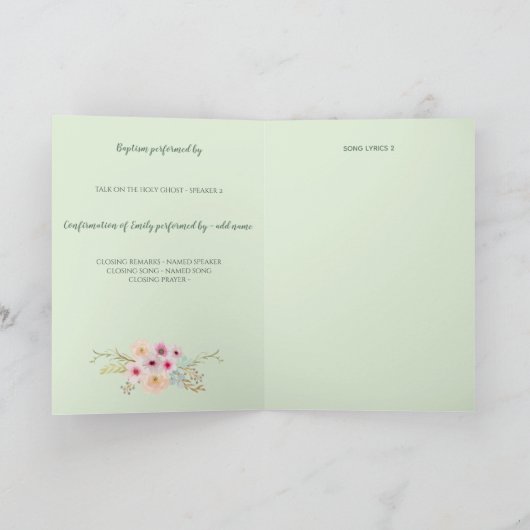 Blumenkreuz BAUTIZO Bautismo Taufprogramm Programm (Innenseite)