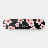 Blumenkreuz Blossom Monogram Black Pink Girl Skateboard (Horizontal)