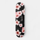 Blumenkreuz Blossom Monogram Black Pink Girl Skateboard (Vorderseite)