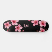 Blumenkreuz Blossom Monogram Black Pink Girl Skateboard (Horizontal)