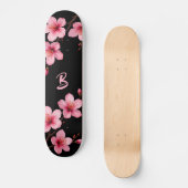 Blumenkreuz Blossom Monogram Black Pink Girl Skateboard (Vorderseite)