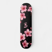 Blumenkreuz Blossom Monogram Black Pink Girl Skateboard (Vorderseite)