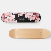 Blumenkreuz Blossom Monogram Black Pink Girl Skateboard (Horizontal)
