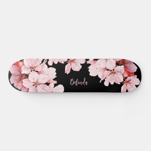 Blumenkreuz Blossom Monogram Black Pink Girl Skateboard (Horizontal)