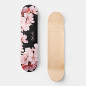 Blumenkreuz Blossom Monogram Black Pink Girl Skateboard (Vorderseite)
