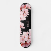 Blumenkreuz Blossom Monogram Black Pink Girl Skateboard (Vorderseite)