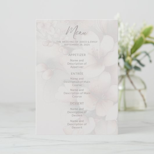 Blumenkreuz Blossom Wedding Menu Menükarte (Stehend Vorderseite)