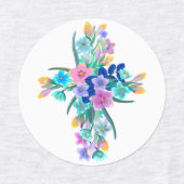 Blumenkreuz-Bügelbilder Etiketten (Design 1)