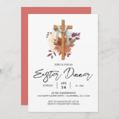 Blumenkreuz Christlich Frühlingsfest Ostern Einladung (Vorne/Hinten)